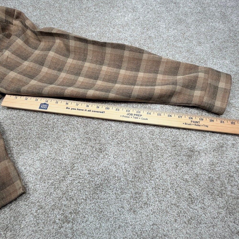 Vintage John Blair Mens Brown Tan Shadow Plaid Button Down Shirt Long Sleeve Med - Picture 7 of 7